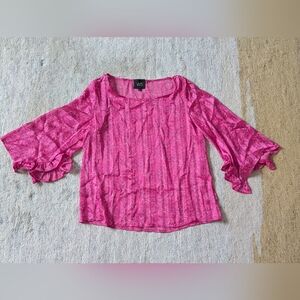 Anthropologie W5 Semi Sheer Pink Ruffle Sleeve Top